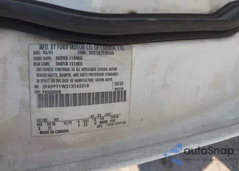 2001 Ford Crown Victoria Police Interceptor from USA, damaged, VIN 2FAFP71W21X165218